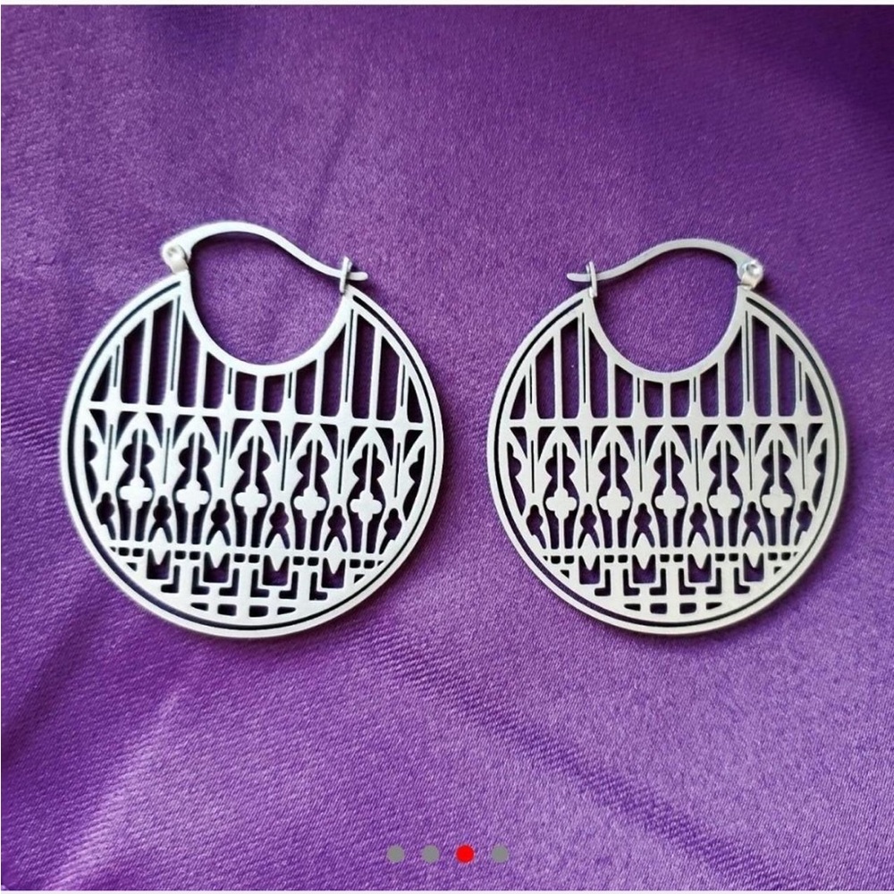Steel Basilica Gothic Cathedral Killstar Hoop Earrings